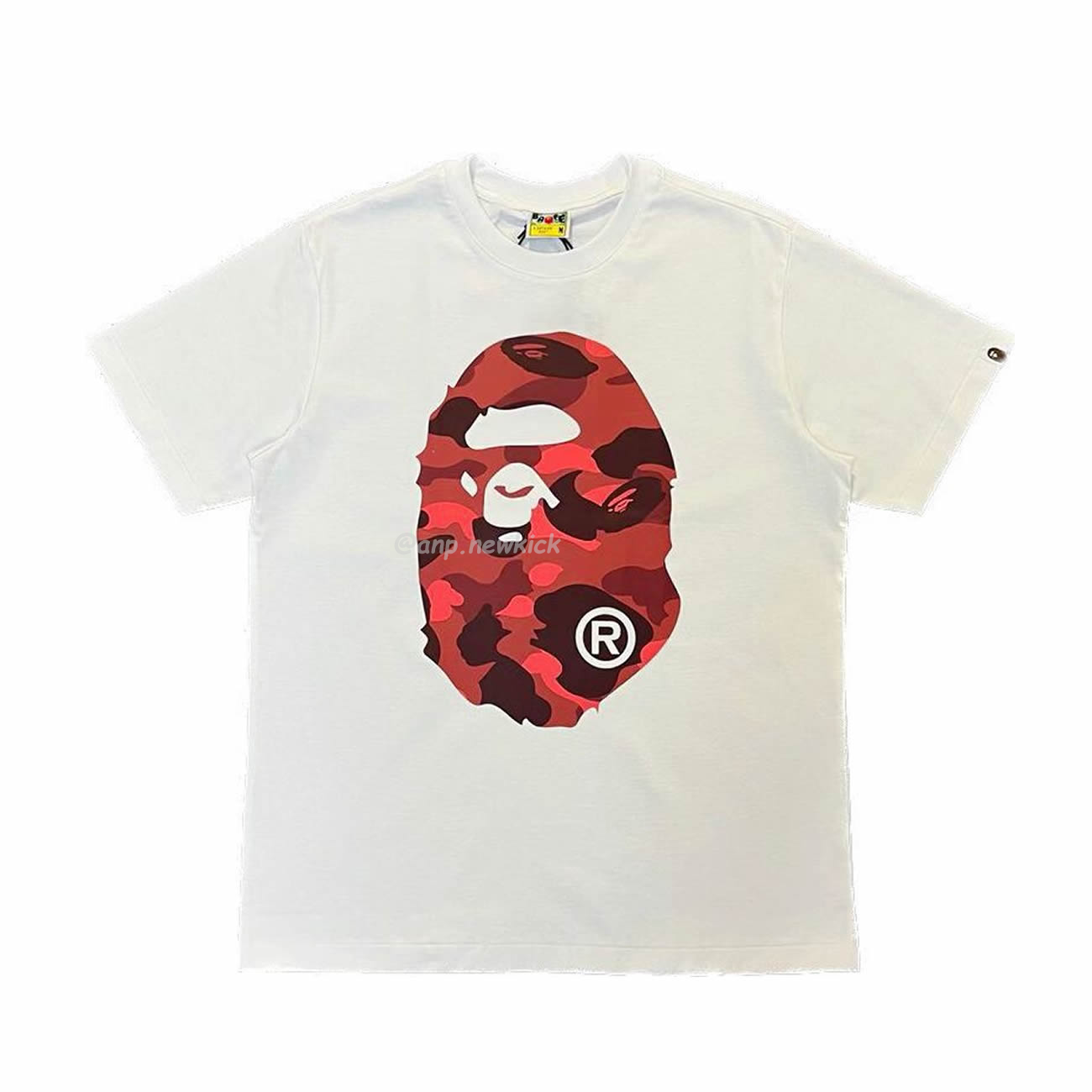 Bape Color Camo Big Ape Head Tee White Black White Green (21) - newkick.vip